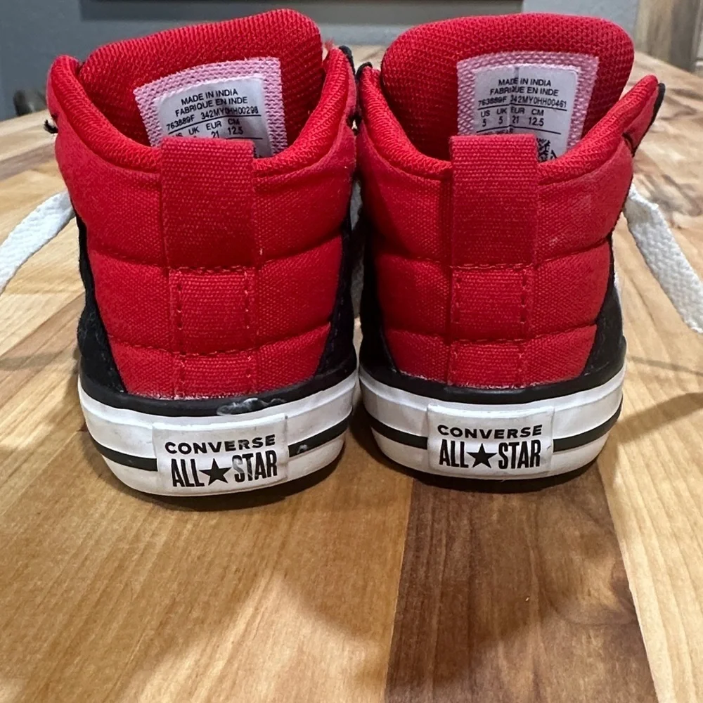 Converse Kids Black and Red High-Top Sneakers